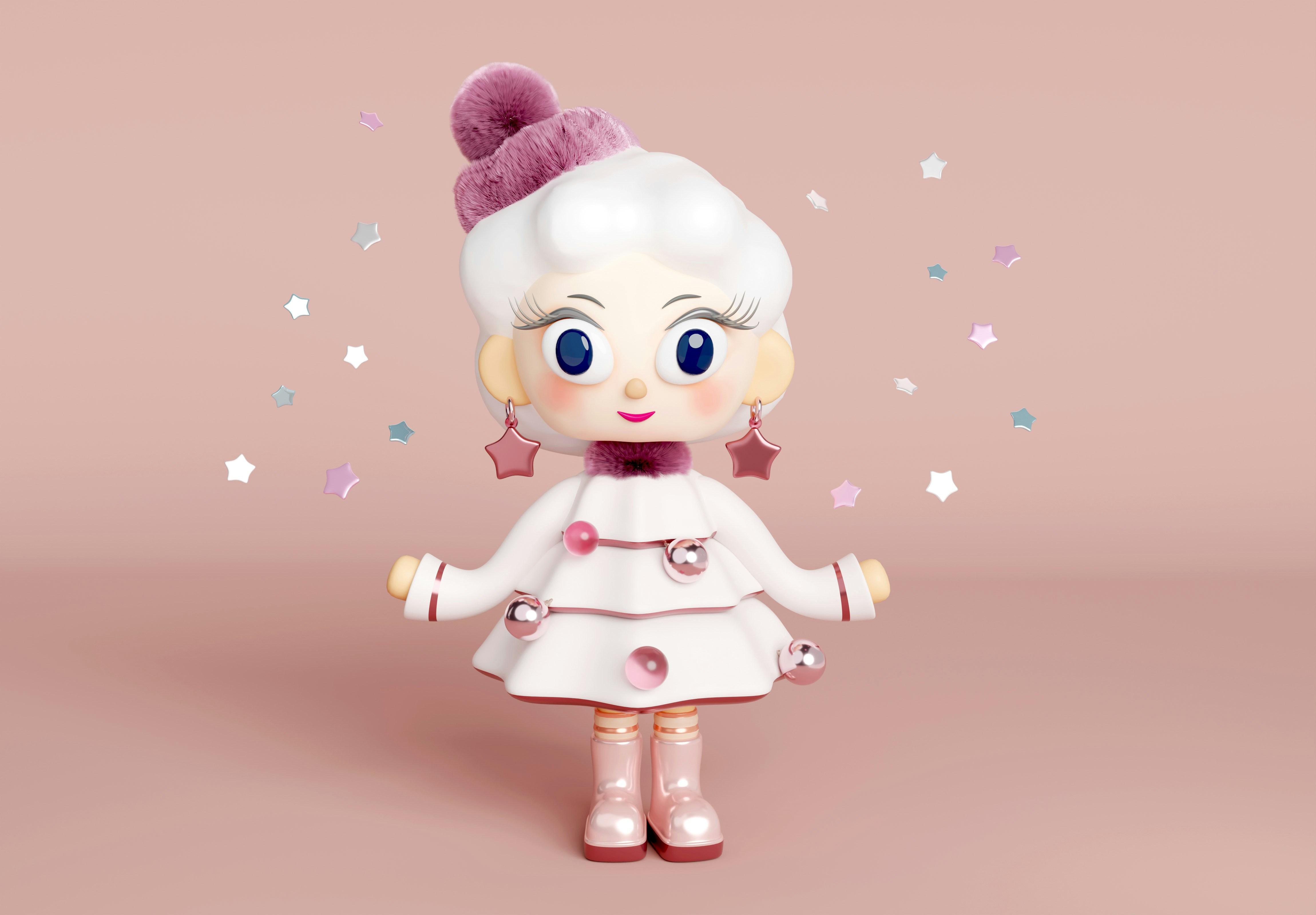 赤ちゃんがオーガニックコットンのぬいぐるみを握って微笑んでいる様子